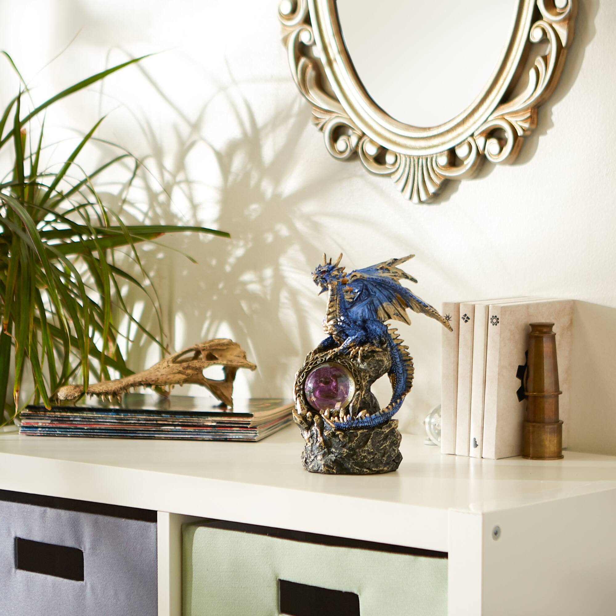 Blue Dragon on Rocks Statue 6" x 5.5" x 8.25
